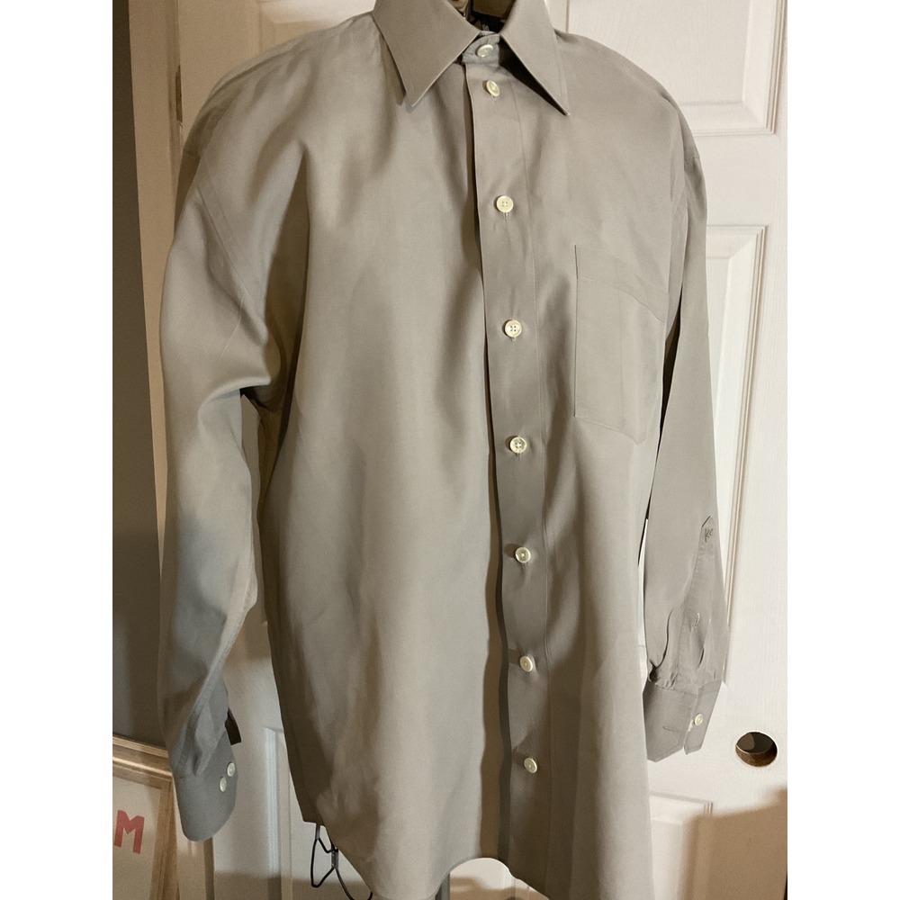 Kenneth Cole New York Mens Dress‎ 15.5 32-33 Taupe Gray 100% Cotton Long Slv